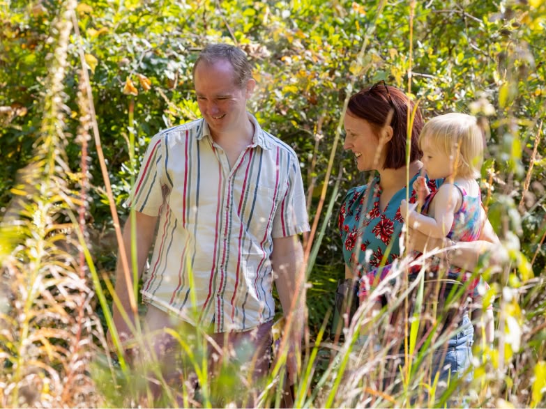 Family enjoying the Garden in the fall